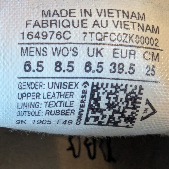 Converse unisex All Star Slip On Black Leather Sneaker Men 6.5 Women 8.5 - Picture 7 of 16